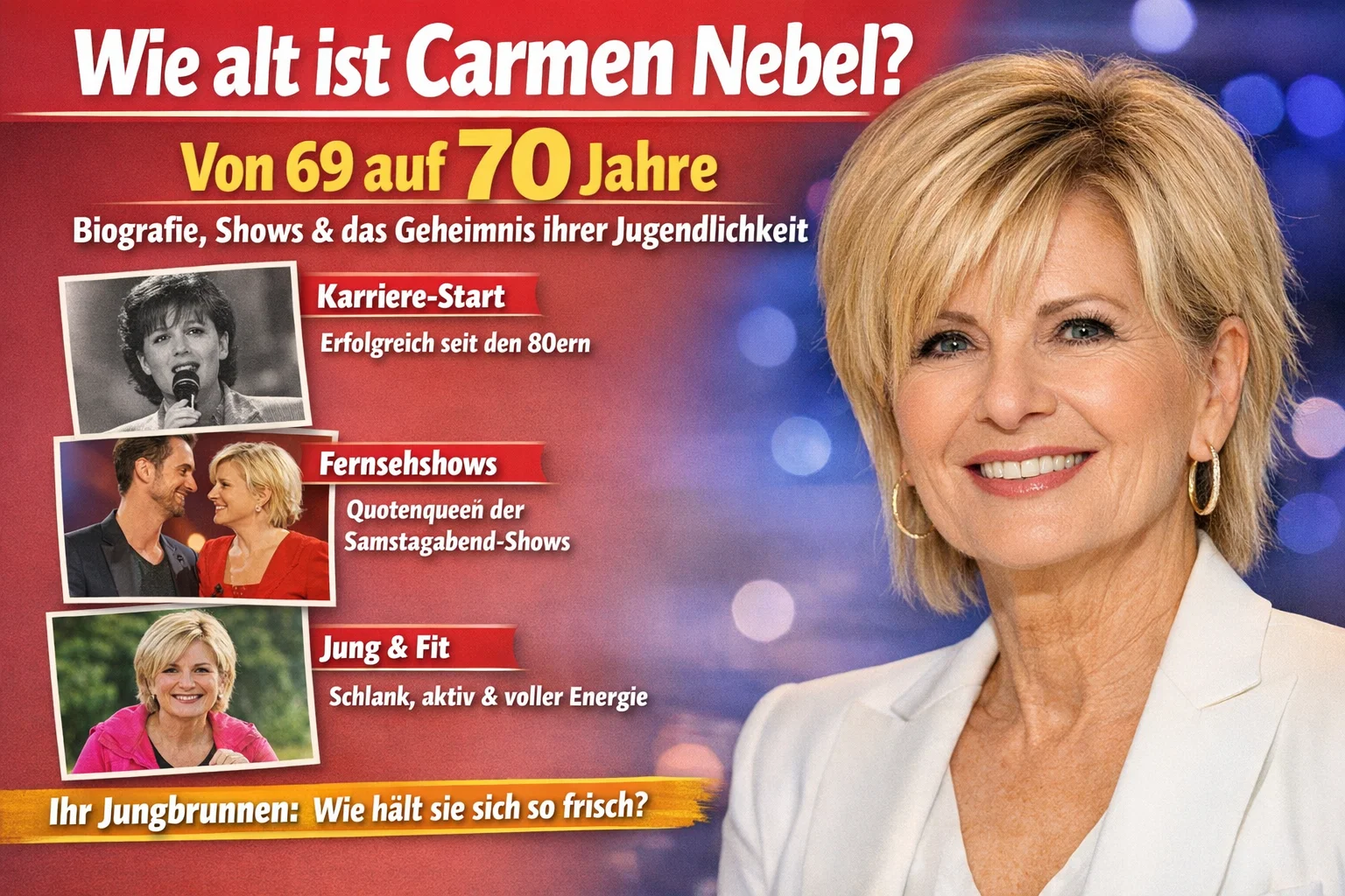 Wie alt ist Carmen Nebel? Von 69 auf 70 Jahre – Biografie, Shows & das Geheimnis ihrer Jugendlichkeit